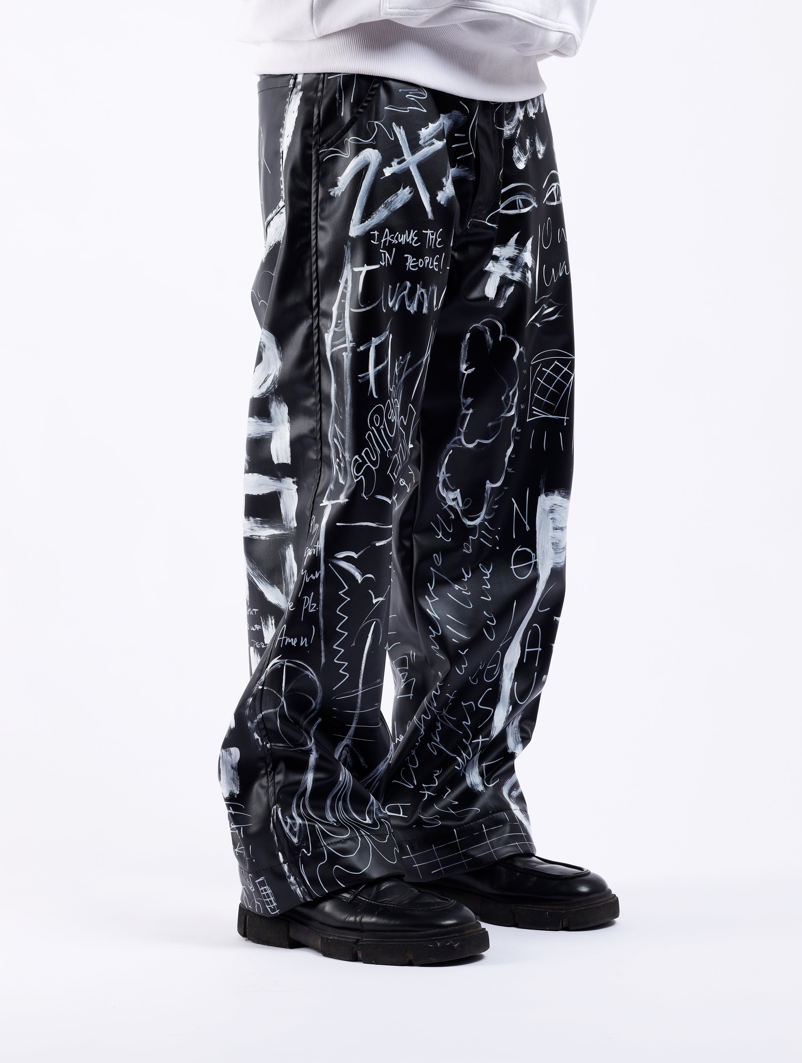 Graffiti Leather Jeans