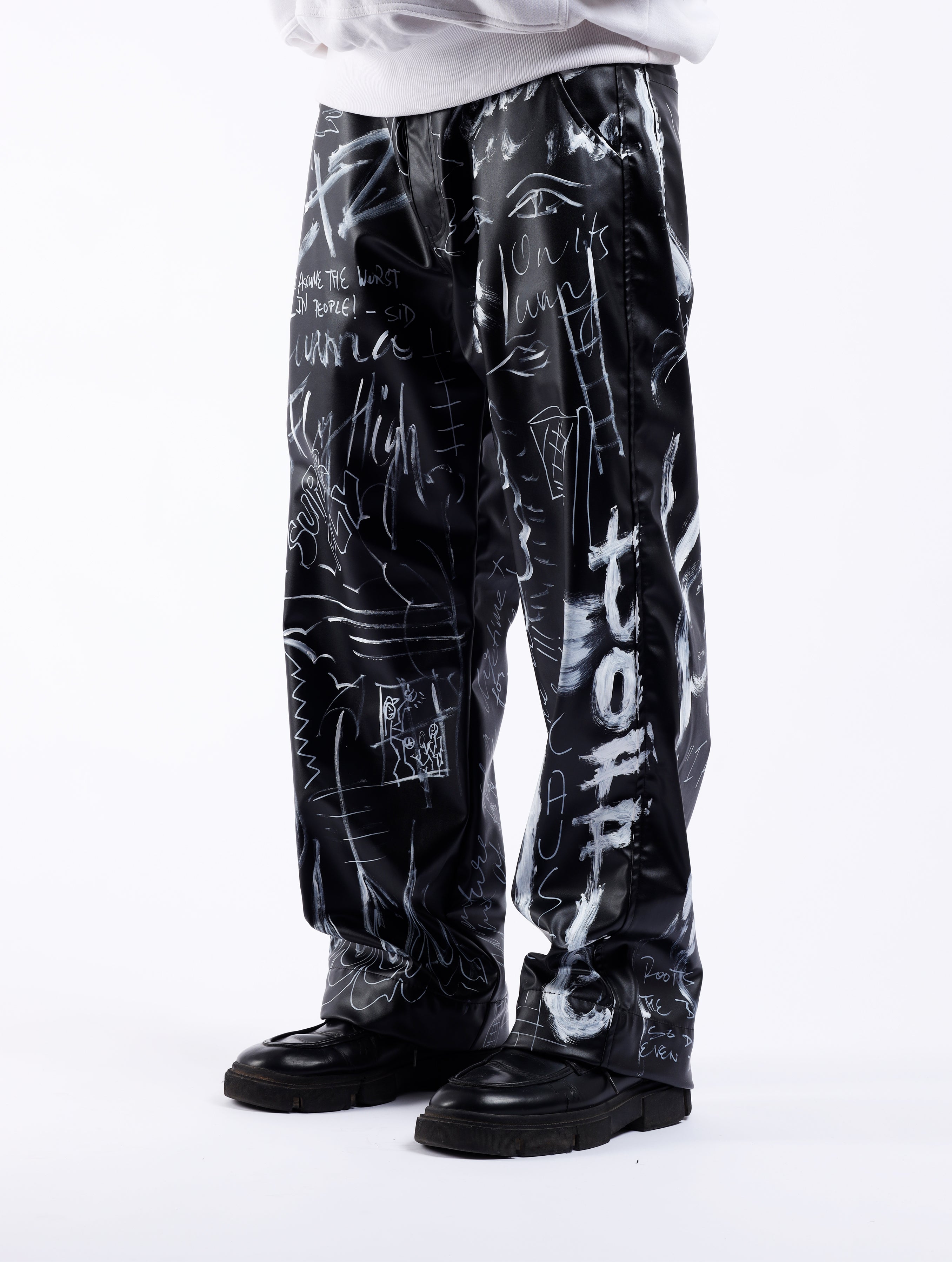 Graffiti Leather Jeans
