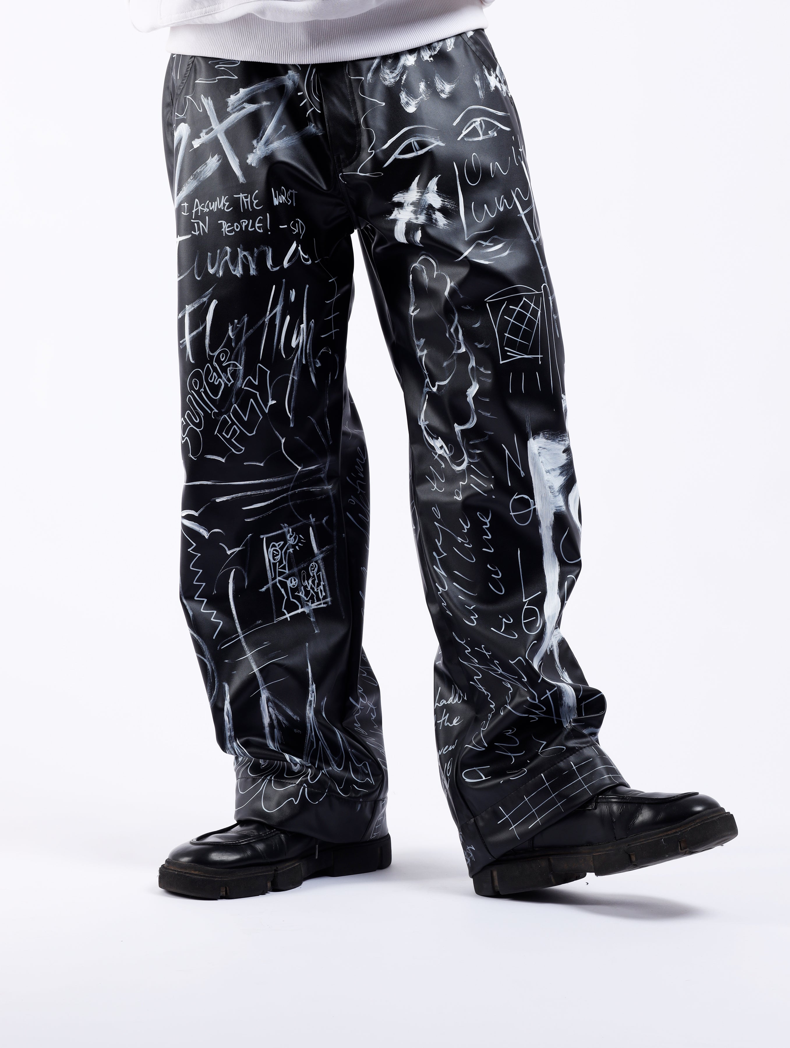 Graffiti Leather Jeans