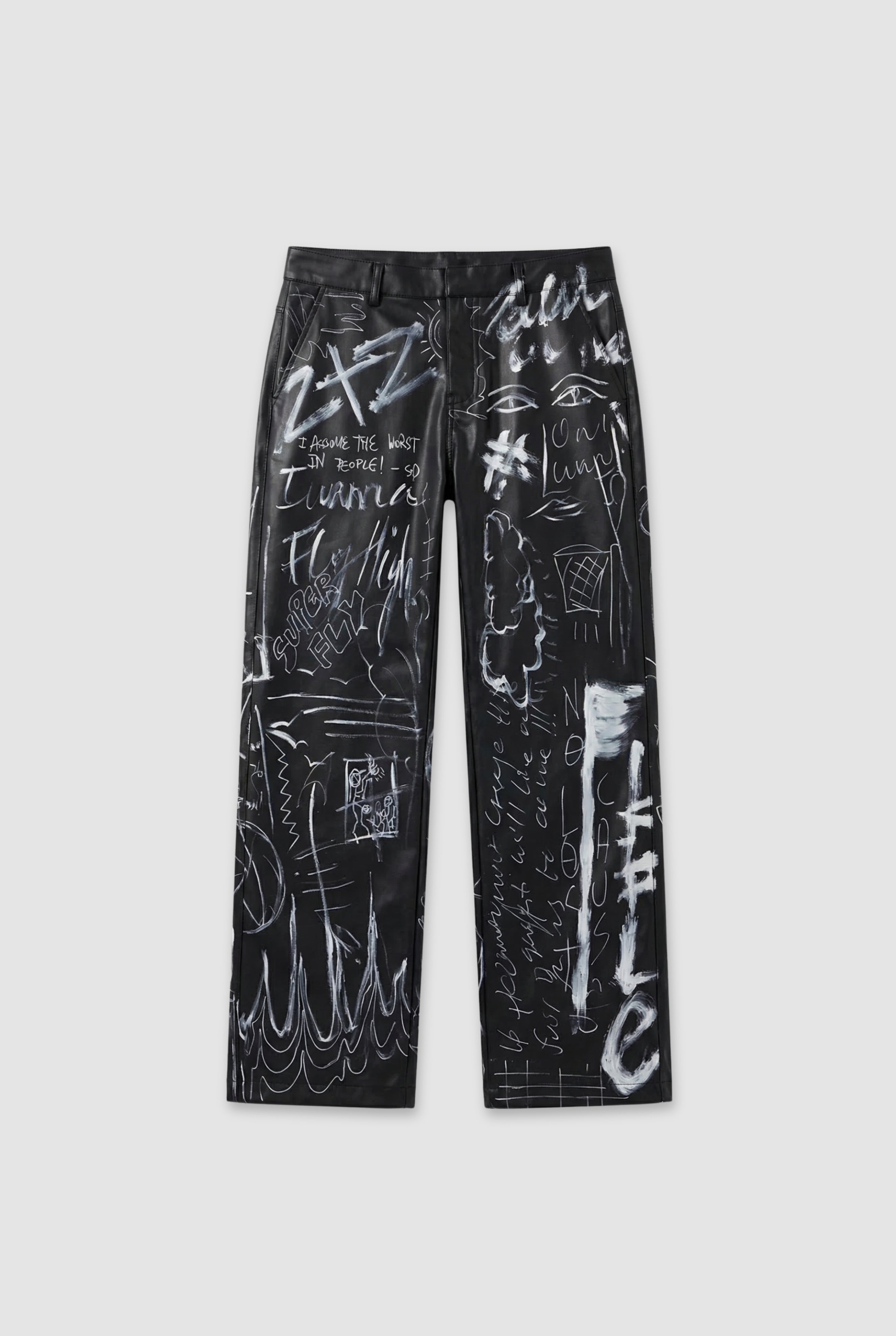 Graffiti Leather Jeans