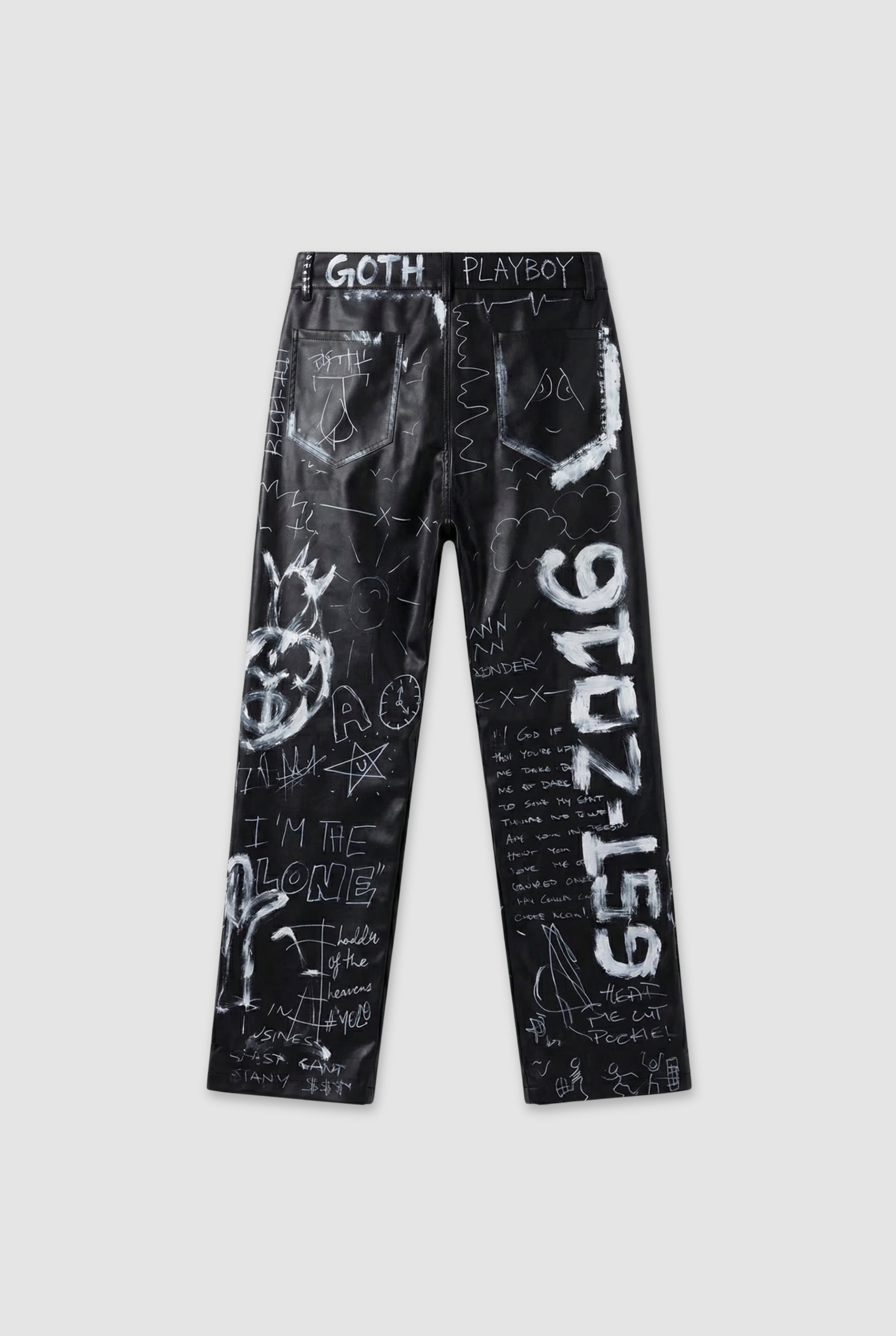 Graffiti Leather Jeans