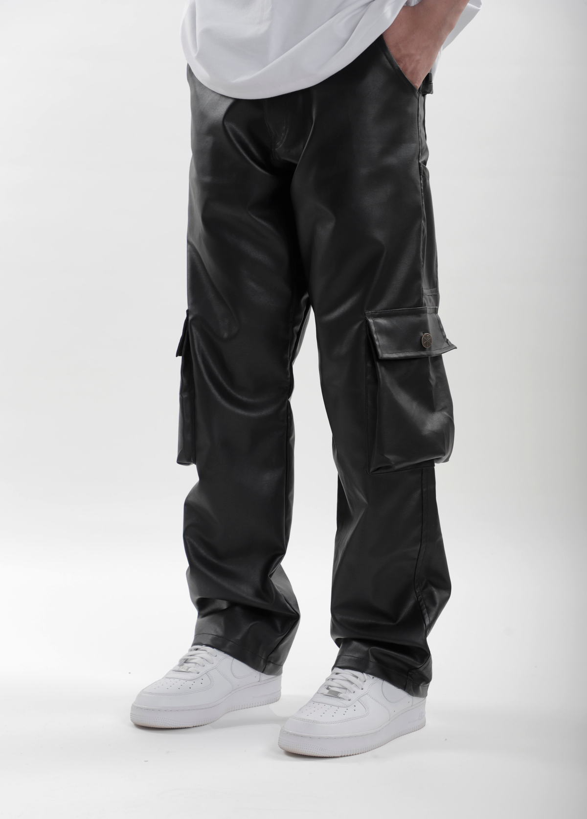 Sample Black Leather Carpenter Jeans