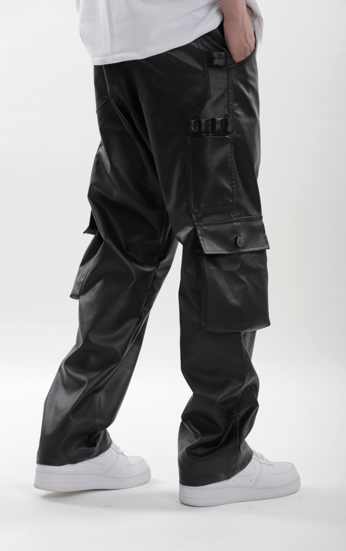 Sample Black Leather Carpenter Jeans