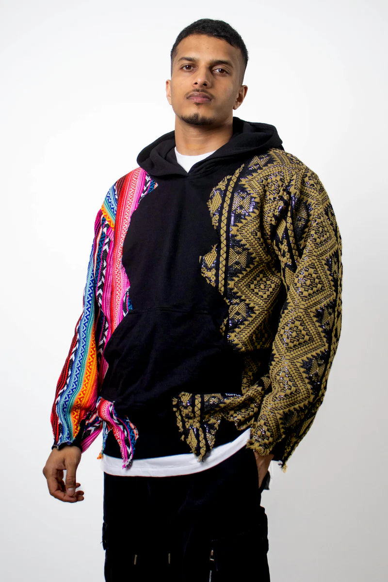 Sample Black Artistic Stitched Hoodie