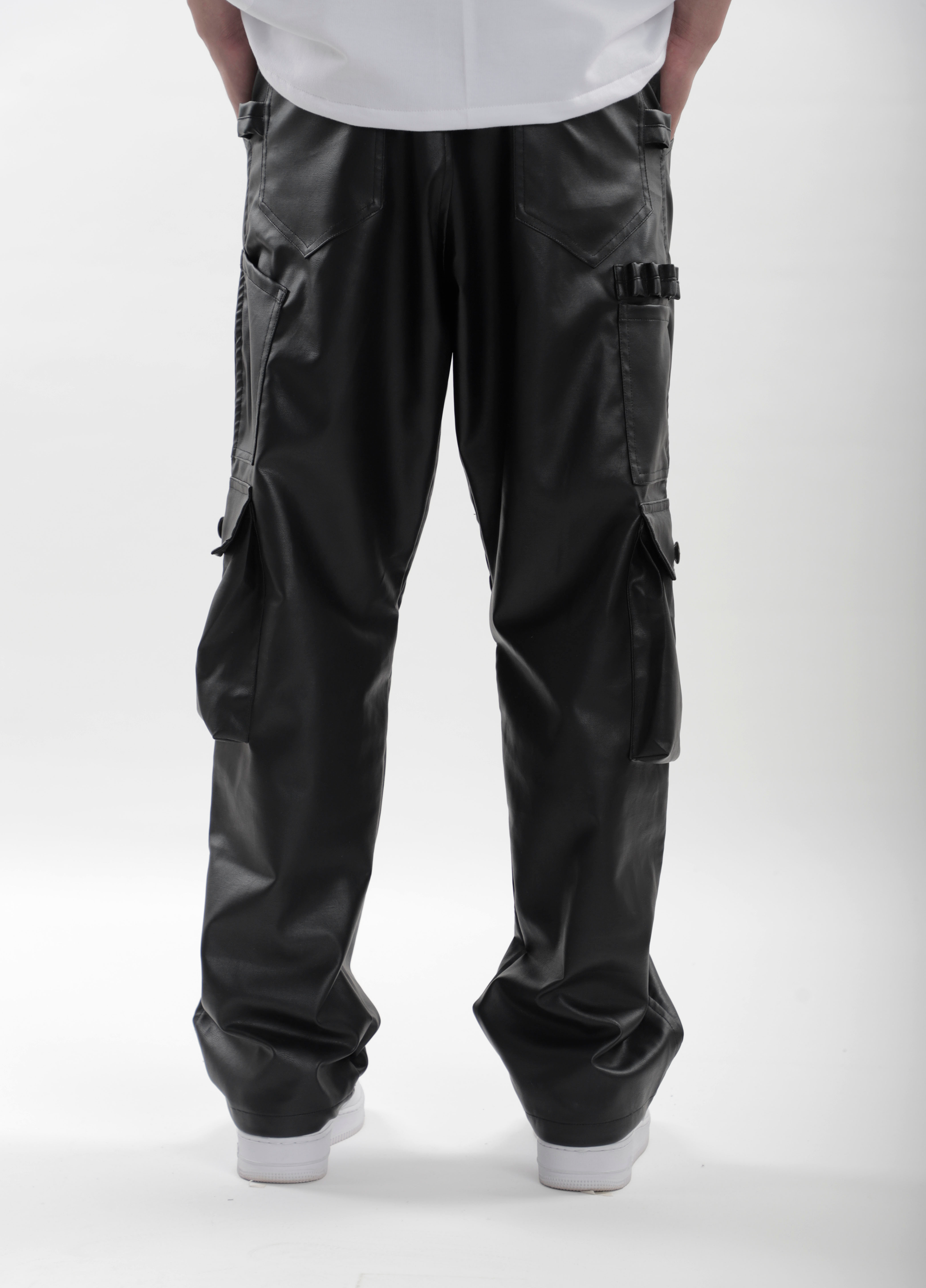 Black Leather Carpenter Pants