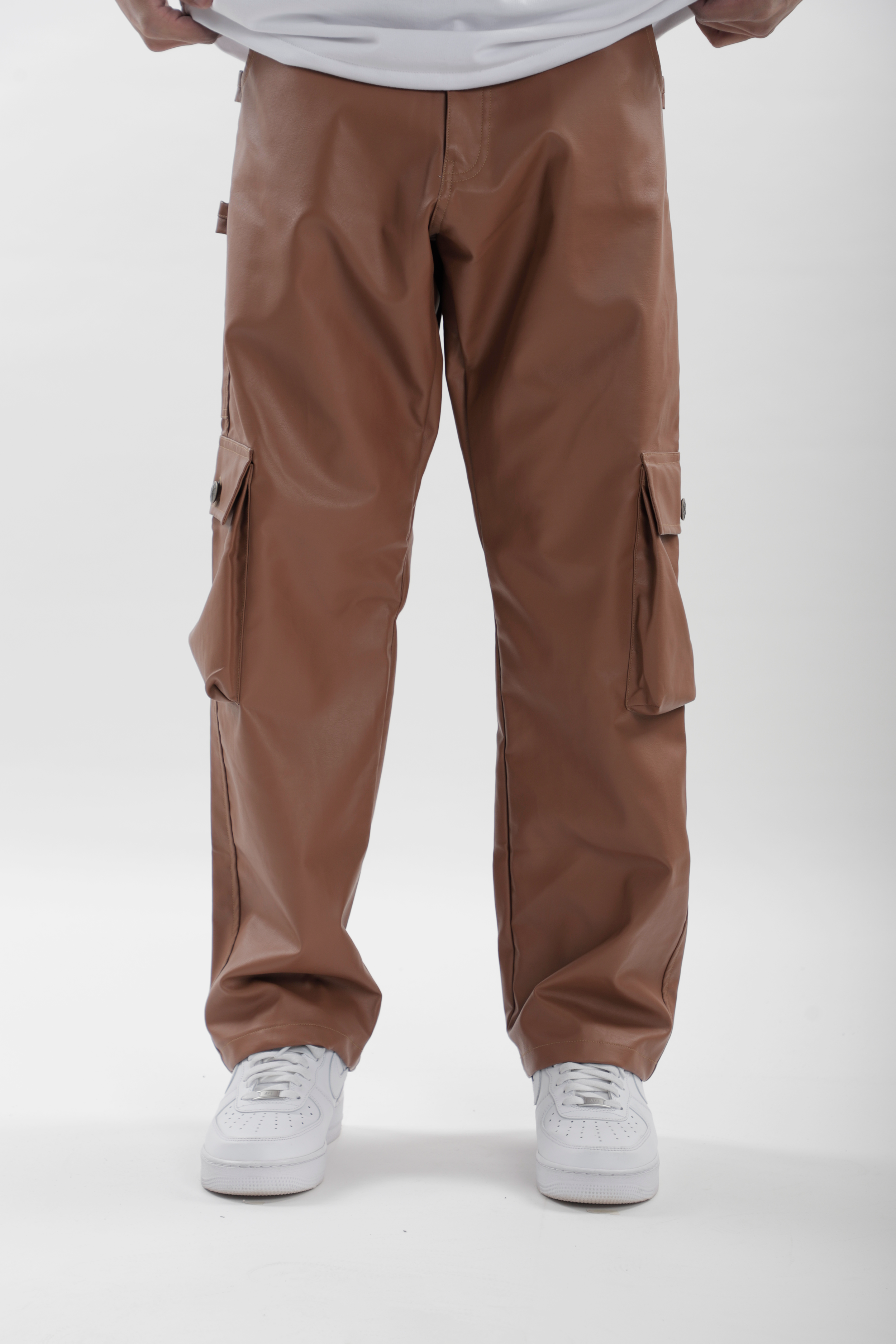 Brown Leather Carpenter Pants