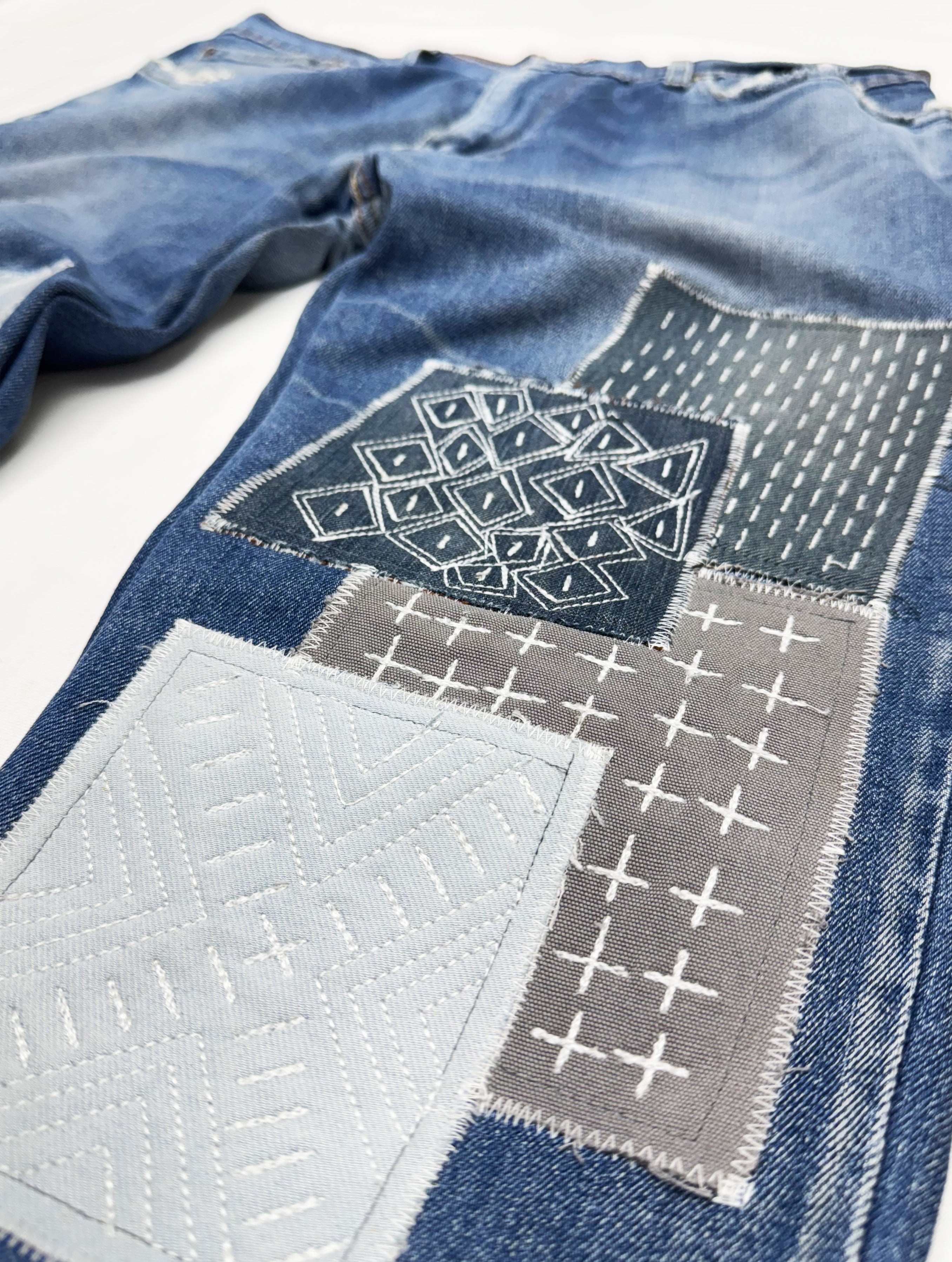 Sashiko Patch Washed Jeans