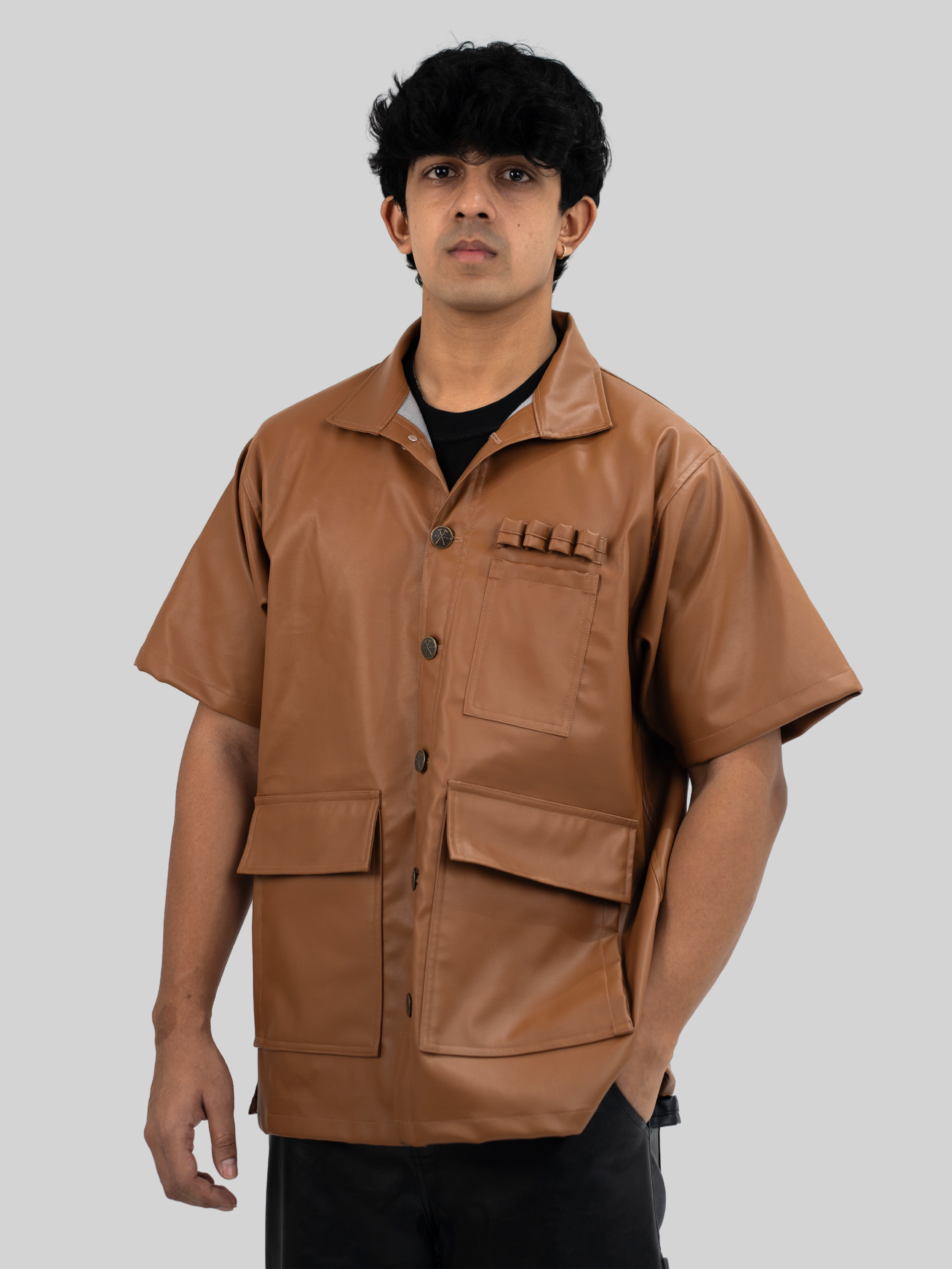 Workwear Brown Leather Shirt