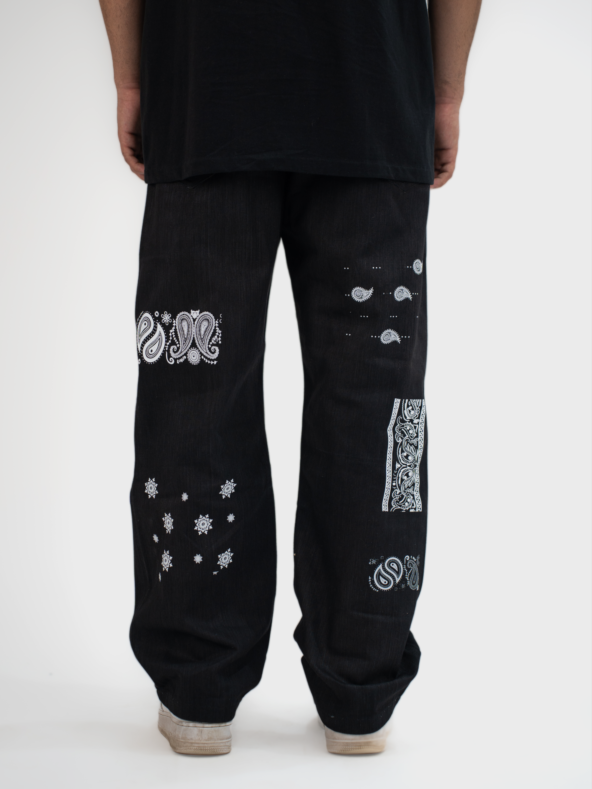 Black Block Paisley Jeans