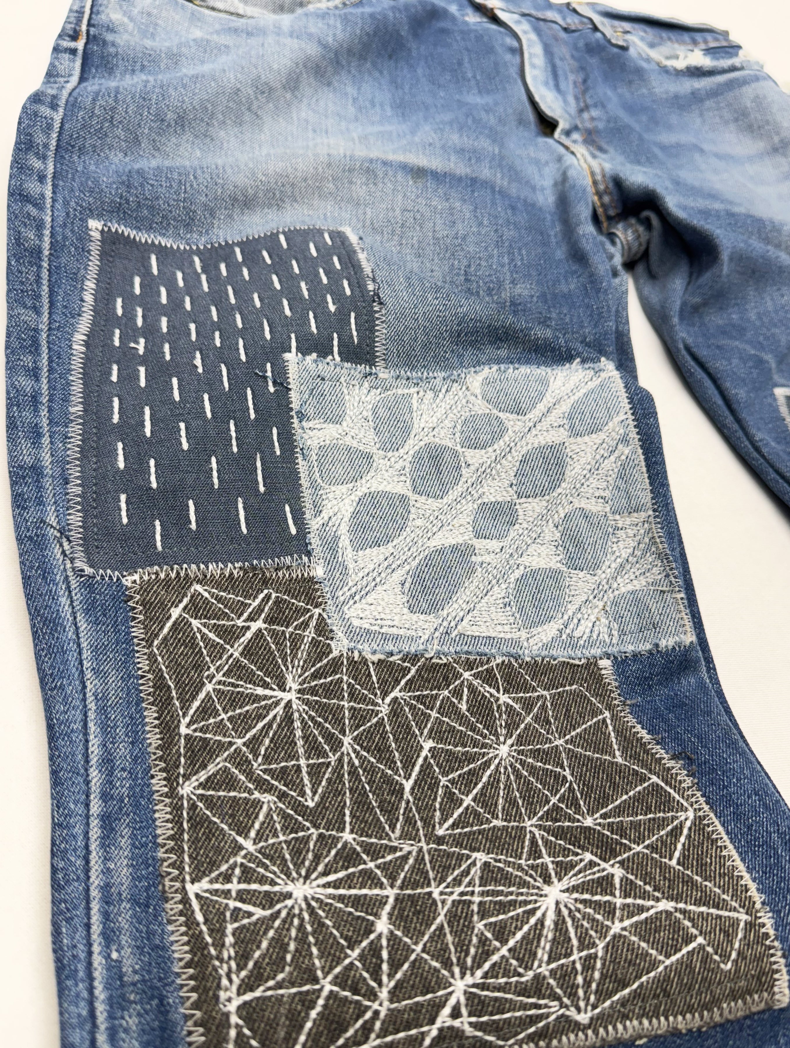 Sashiko Patch Washed Jeans