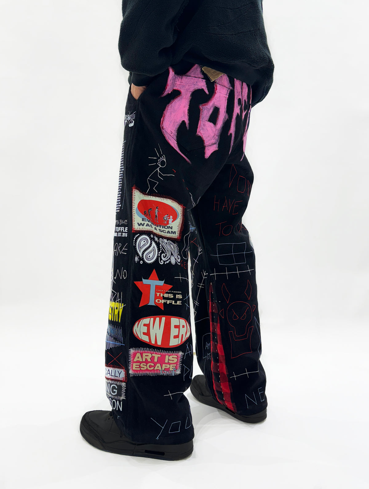 Black Punk Out Jeans