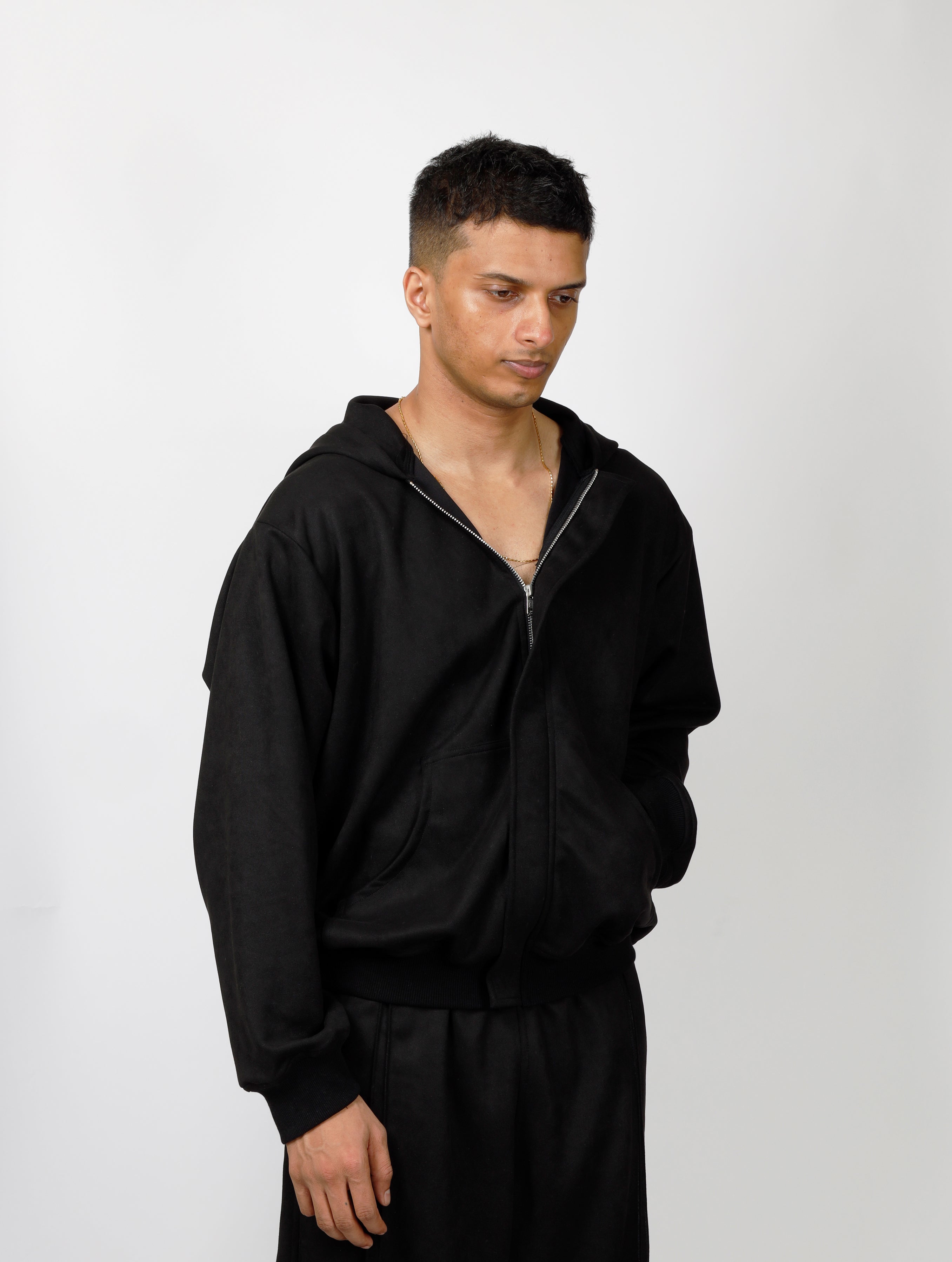 Suede Zipper Hoodie