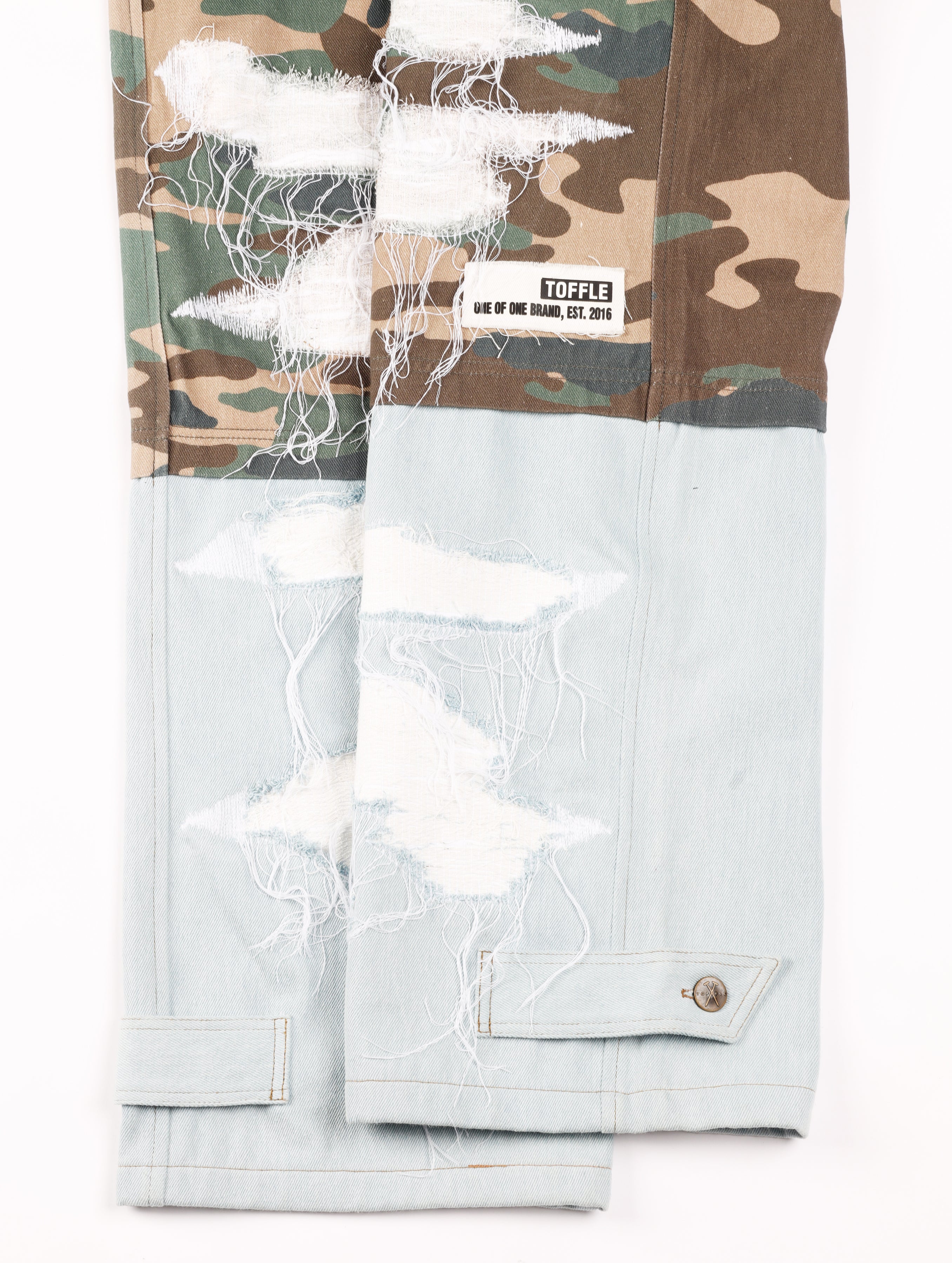 Distressed Denim-Camo Jeans