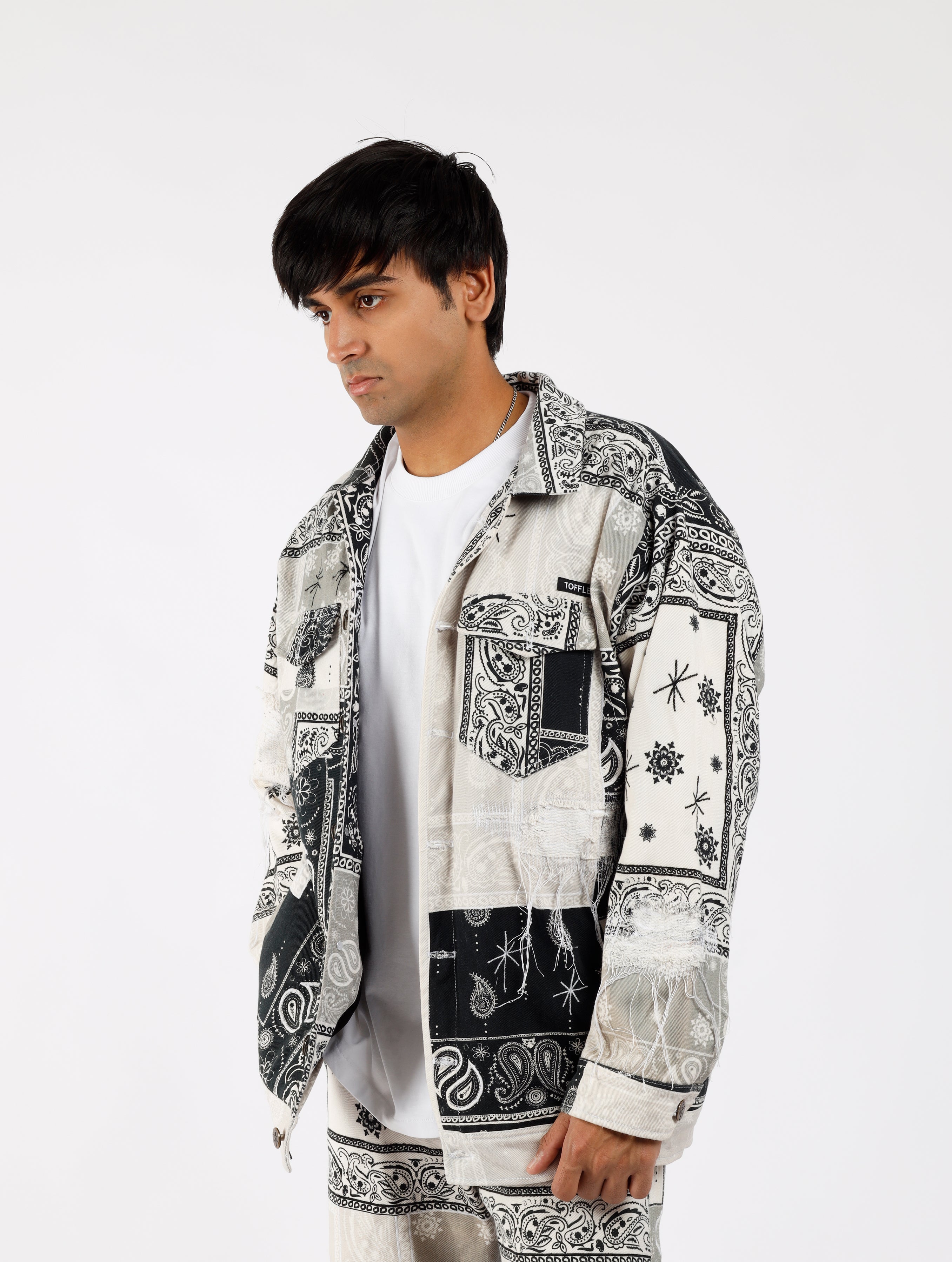 Distressed Black Paisley Jacket