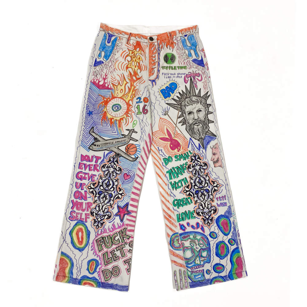 Obsidian Graffiti Wide-Leg Jeans