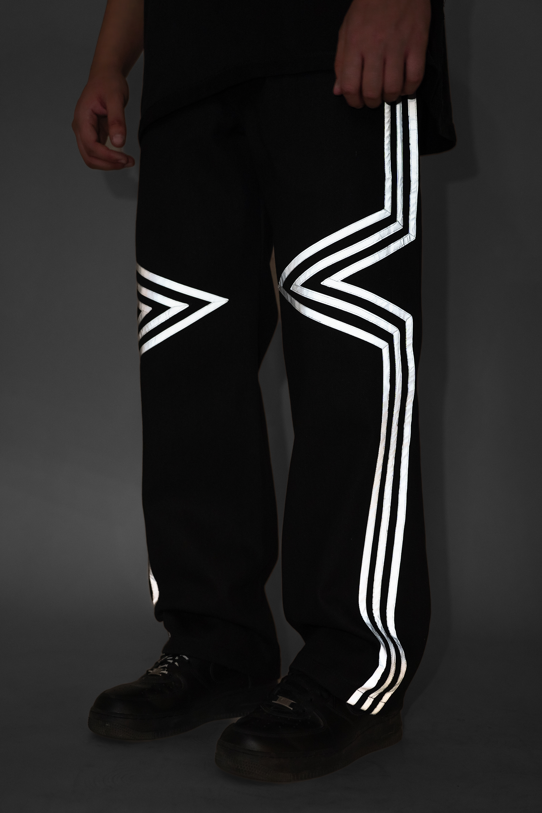 Reflective Athletic Black Jeans