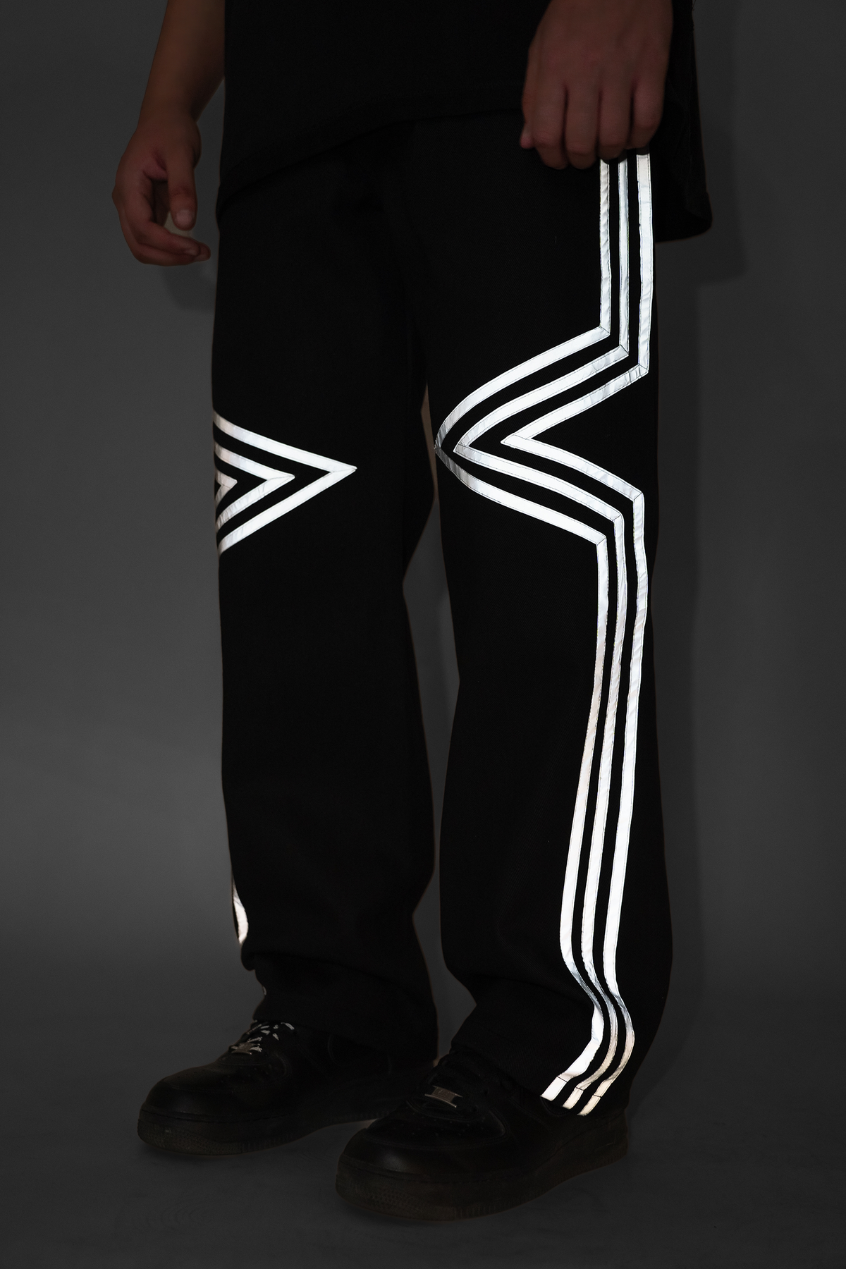 Sample Black Reflective Athletic Jeans