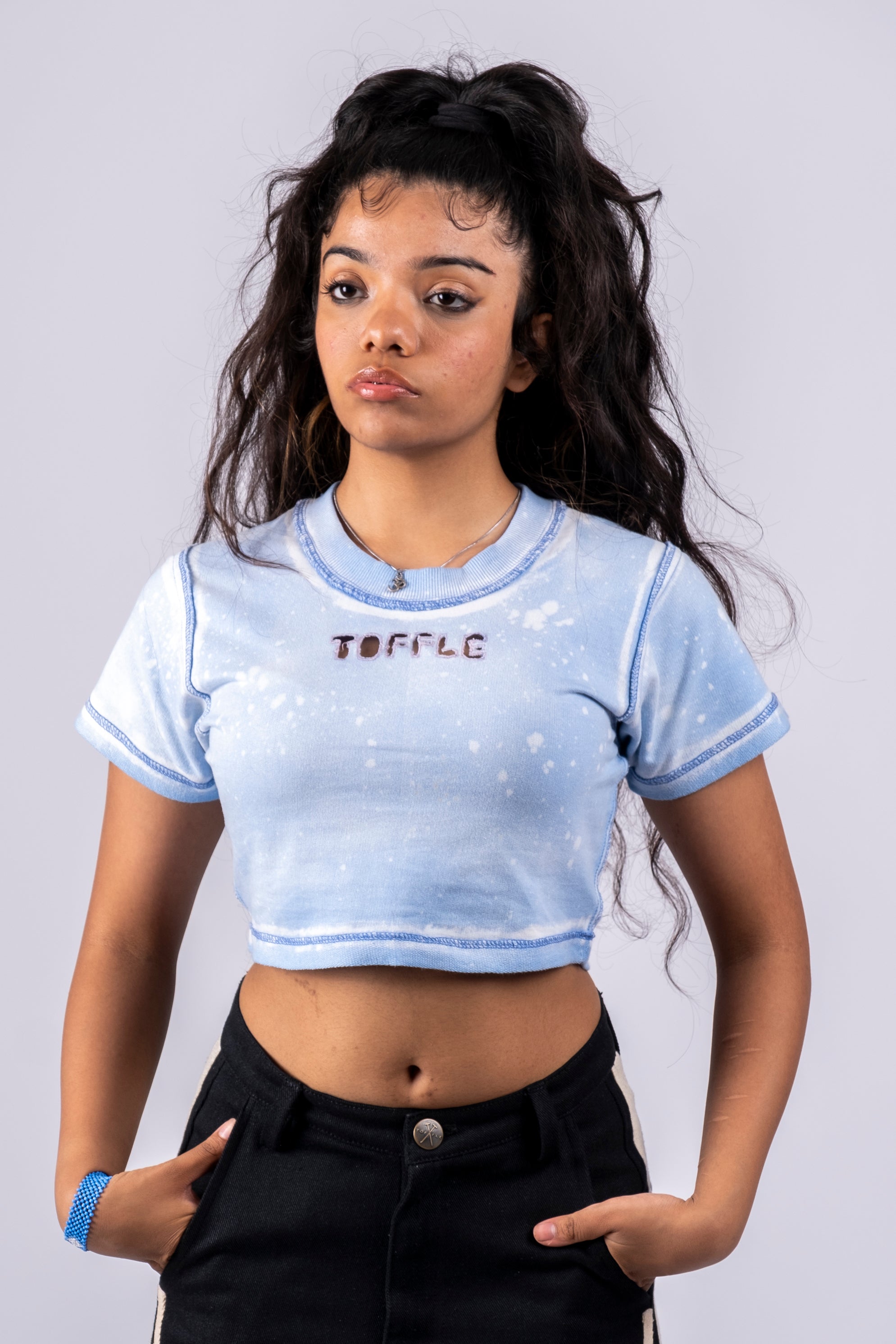 Washed Blue Crop Top