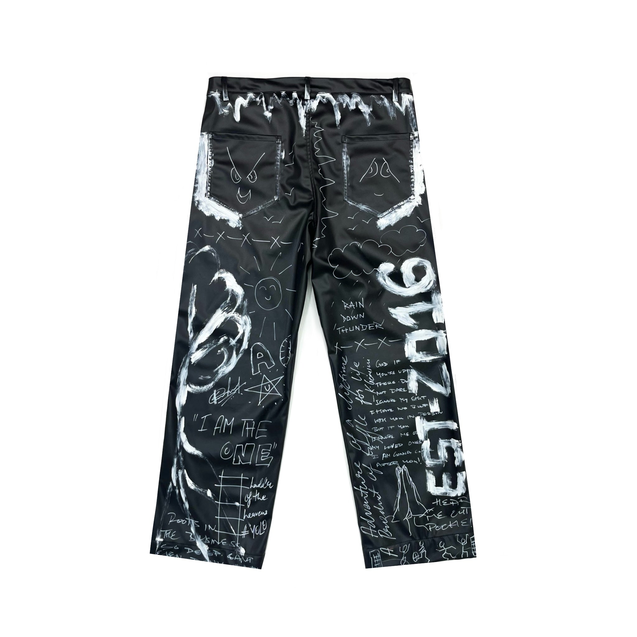 Graffiti Leather Jeans