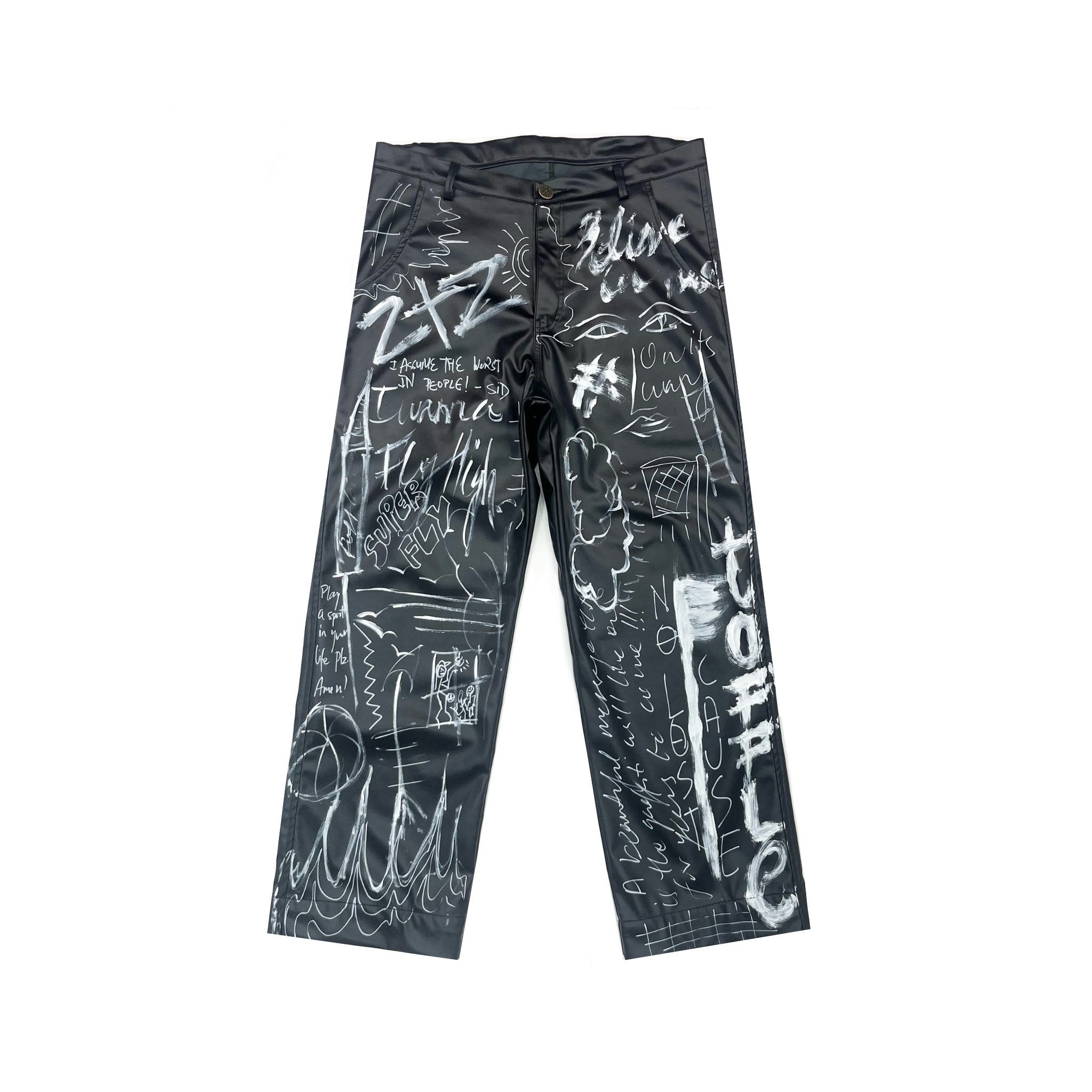 Graffiti Leather Jeans