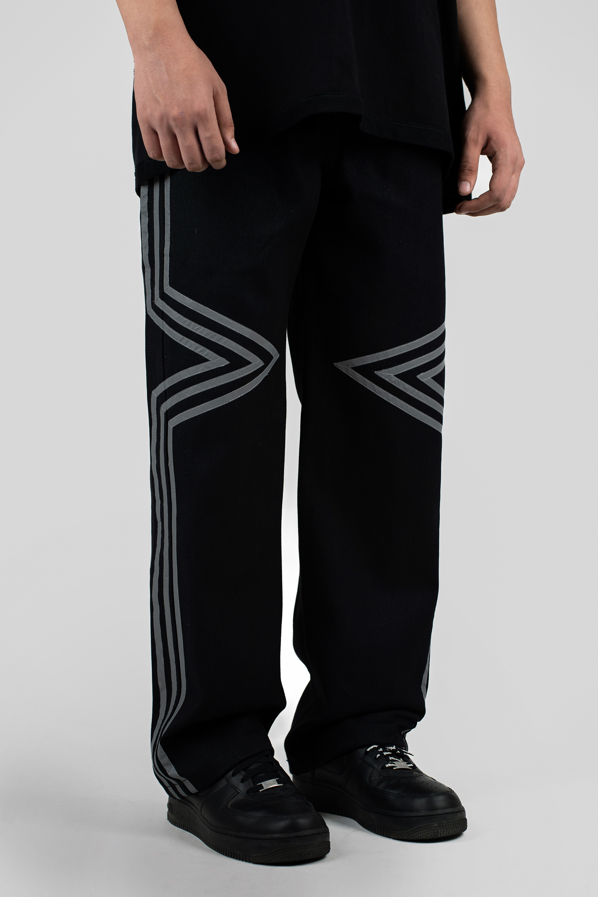 Sample Black Reflective Athletic Jeans