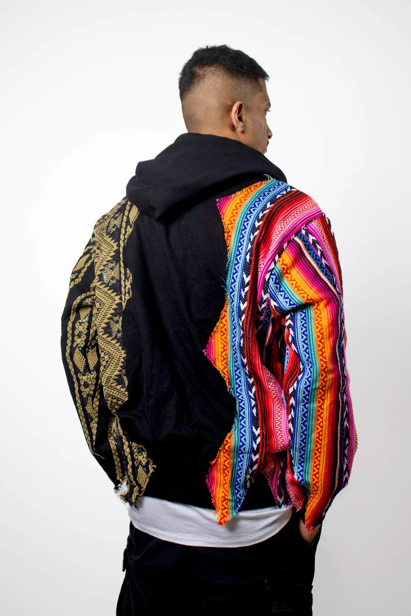 Sample Black Artistic Stitched Hoodie