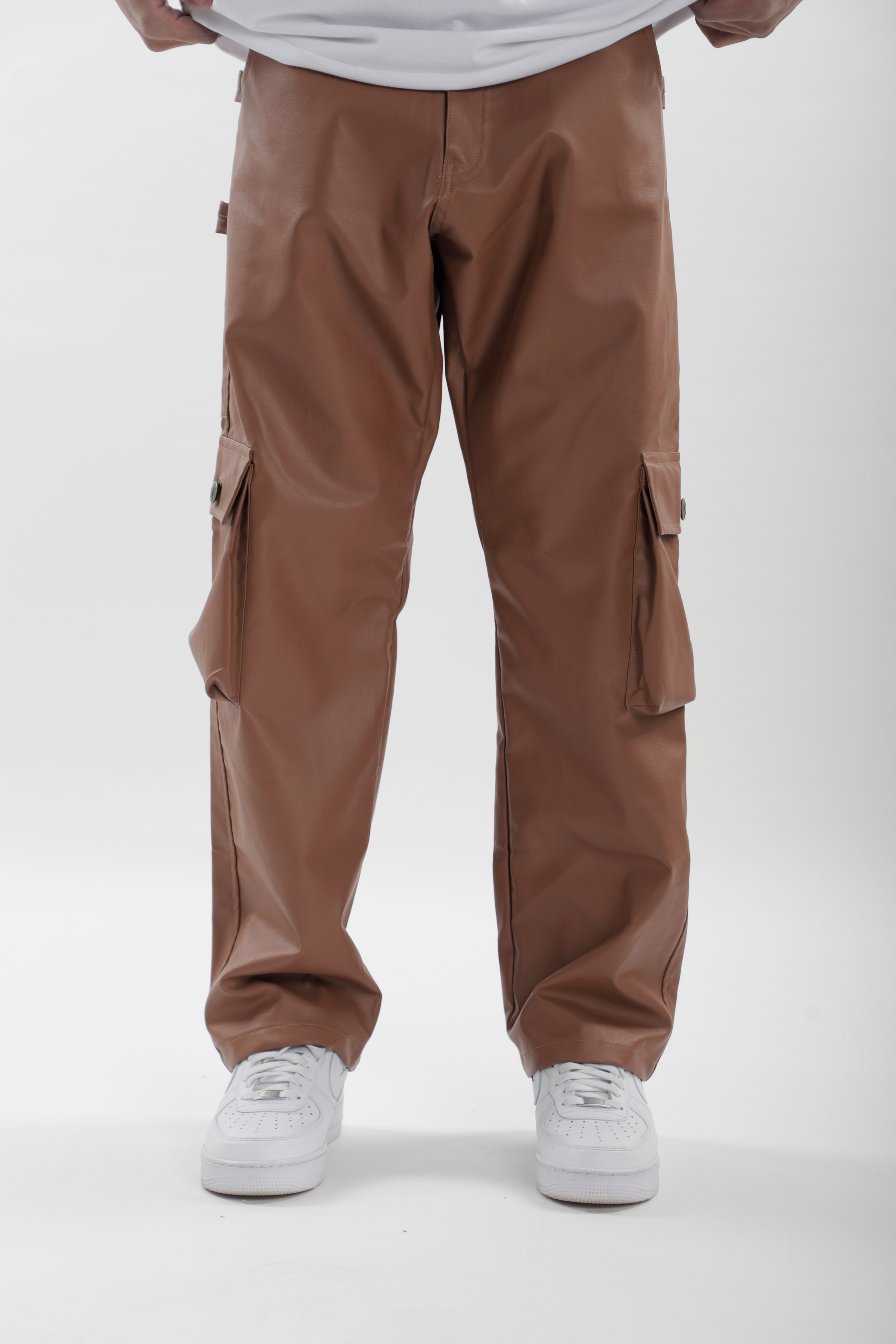 Leather Carpenter Pants - Brown