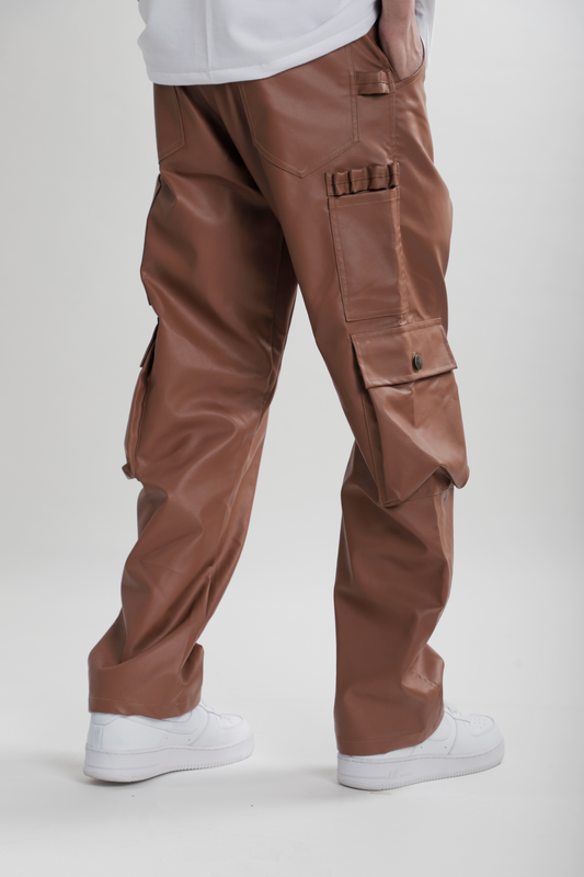 Leather Carpenter Pants - Brown